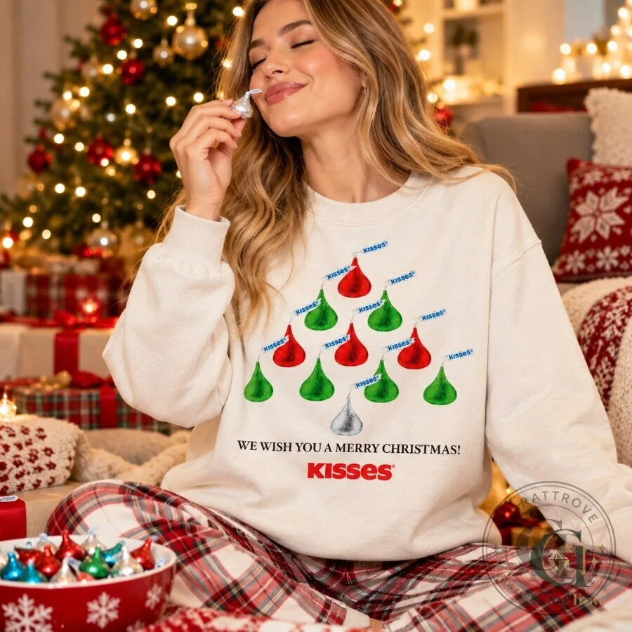 Hershey's Kisses Christmas Tree Sweatshirt 2026 Funny Candy Holiday Crewneck Hershey's Kisses Christmas Tree Sweatshirt 2026 Funny Candy Holiday Crewneck – image 3 of 4