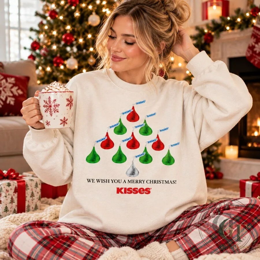 Hershey's Kisses Christmas Tree Sweatshirt 2026 Funny Candy Holiday Crewneck Hershey's Kisses Christmas Tree Sweatshirt 2026 Funny Candy Holiday Crewneck – image 4 of 4