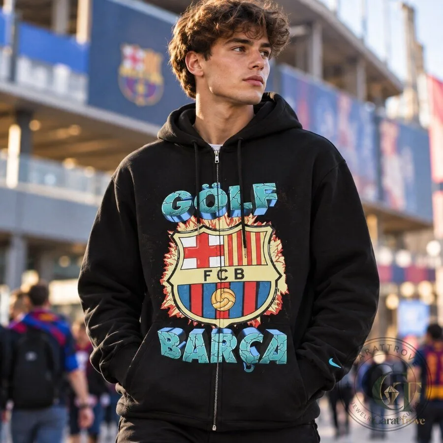 FC Barcelona x Golf Wang x Nike Barca Quake Big Logo Zip Up Hoodie