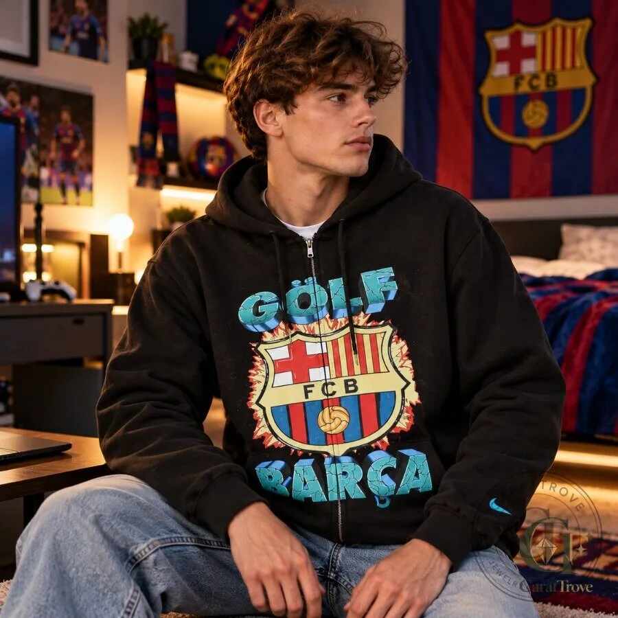 FC Barcelona x Golf Wang x Nike Barca Quake Big Logo Zip Up Hoodie FC Barcelona x Golf Wang x Nike Barca Quake Big Logo Zip Up Hoodie – image 3 of 3